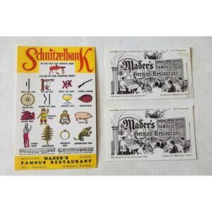 Vintage 1950s Mader’s German Restaurant Unused Postcard Milwaukee Schnitzelbank